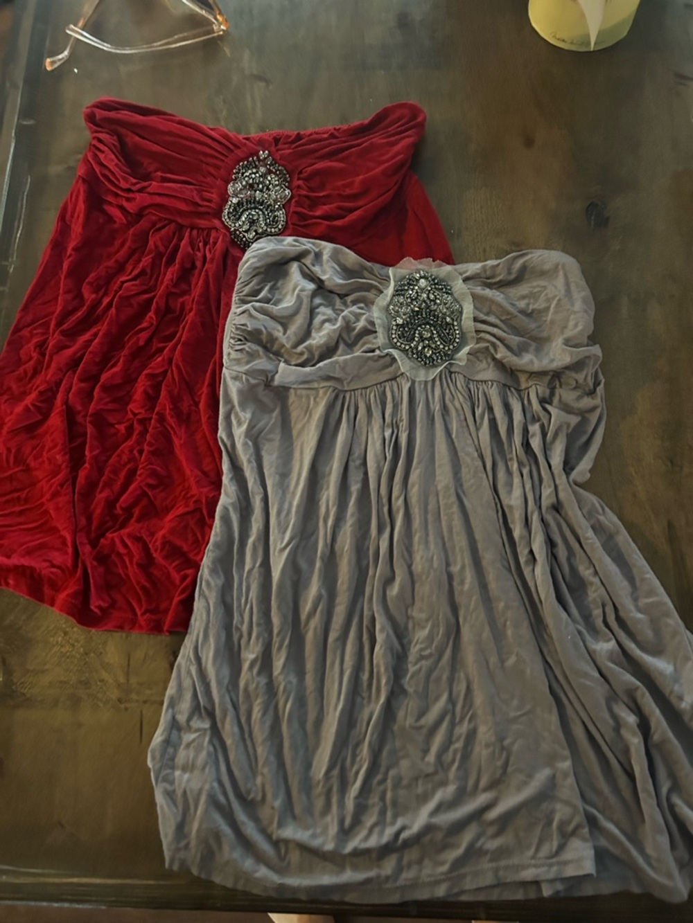 For Deblucas only!!!! Strapless Beaded Bust Tube Tops- Red or Gray Embellished